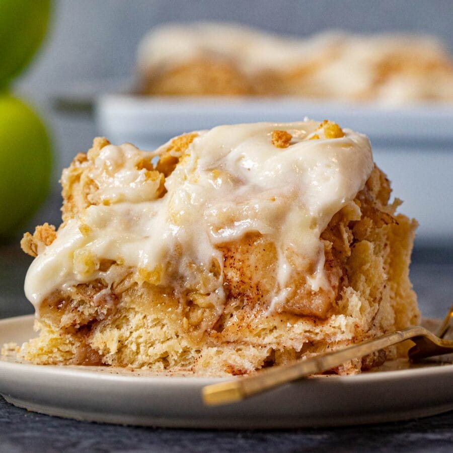 Apple Crisp Cinnamon Roll on plate