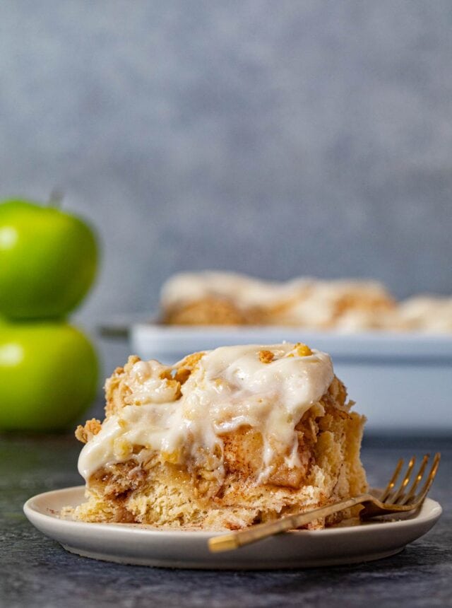 Apple Crisp Cinnamon Roll on plate