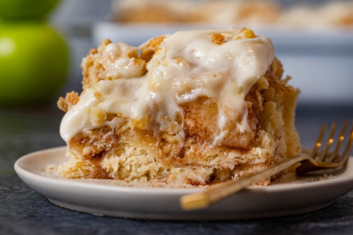 Apple Crisp Cinnamon Roll on plate