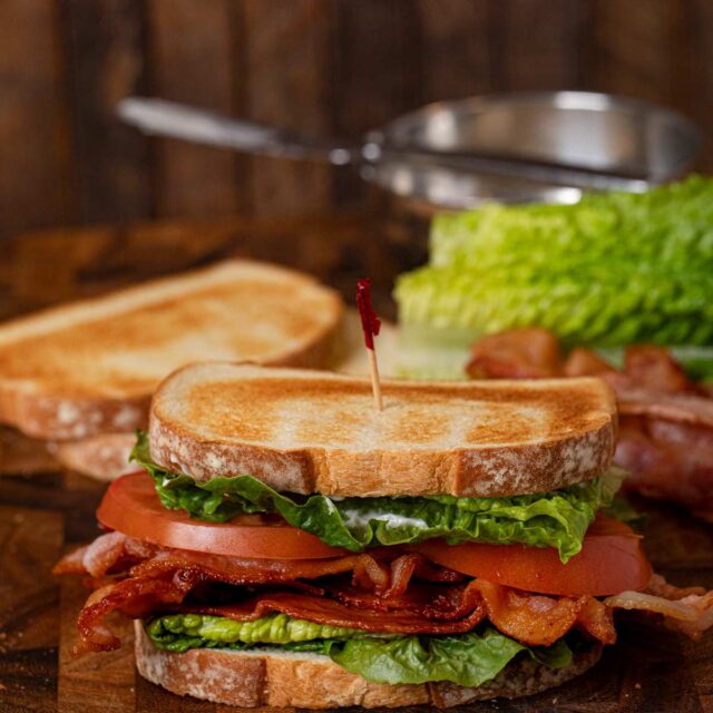 BLT Sandwich on cutting board