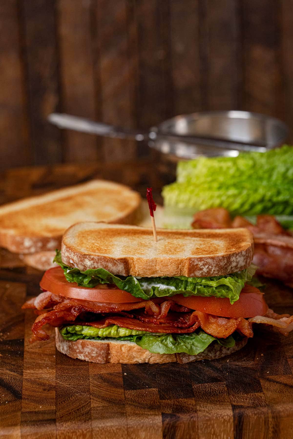 BLT Sandwich on cutting board