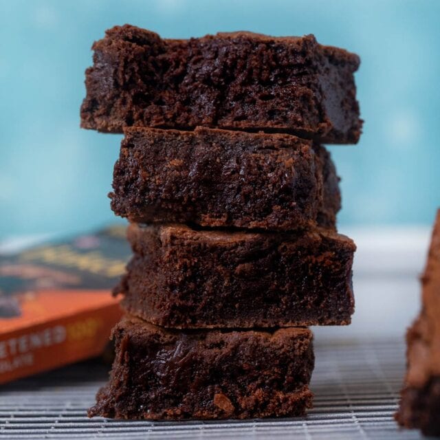 Chewy Brownies in stack