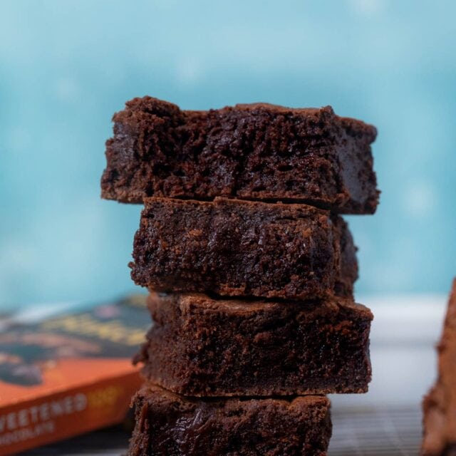 Chewy Brownies in stack