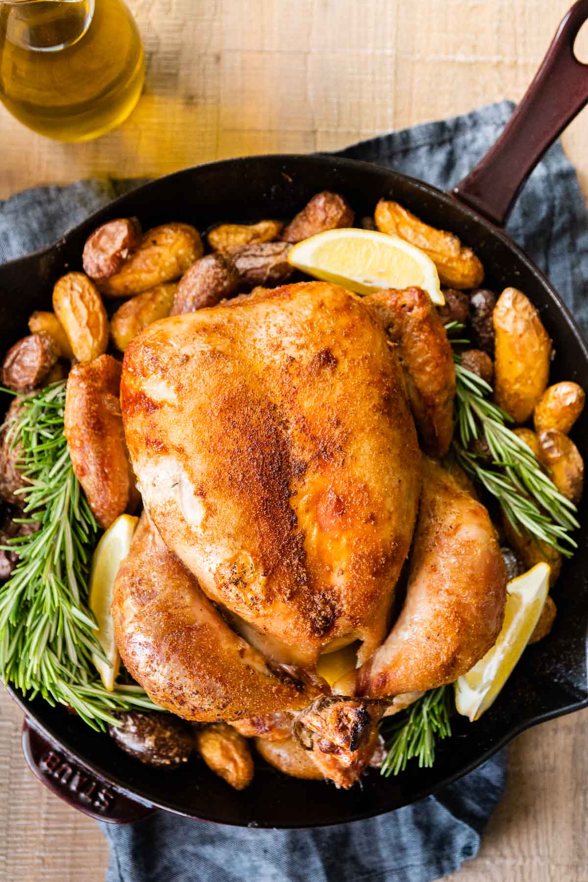 Chicken Brine roasted chicken with potatoes