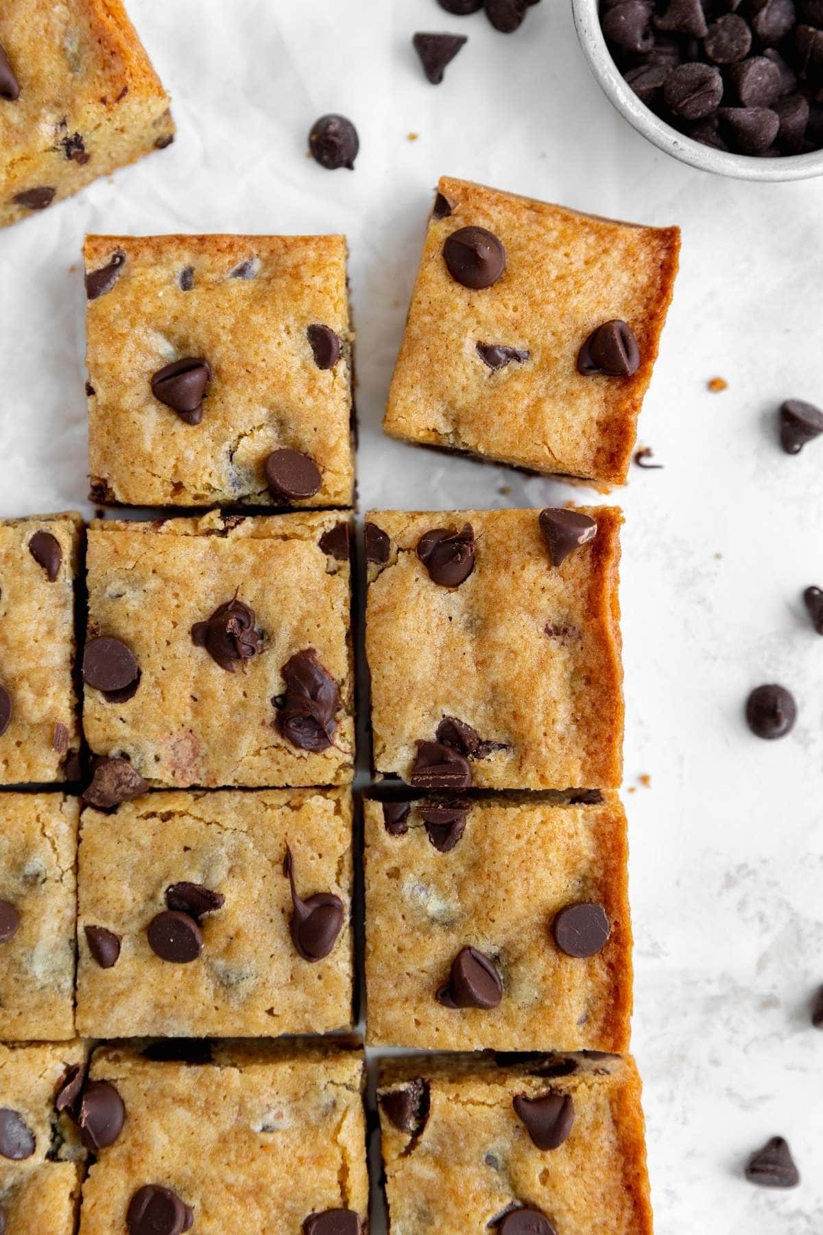 Chocolate Chip Blondies blondies on table