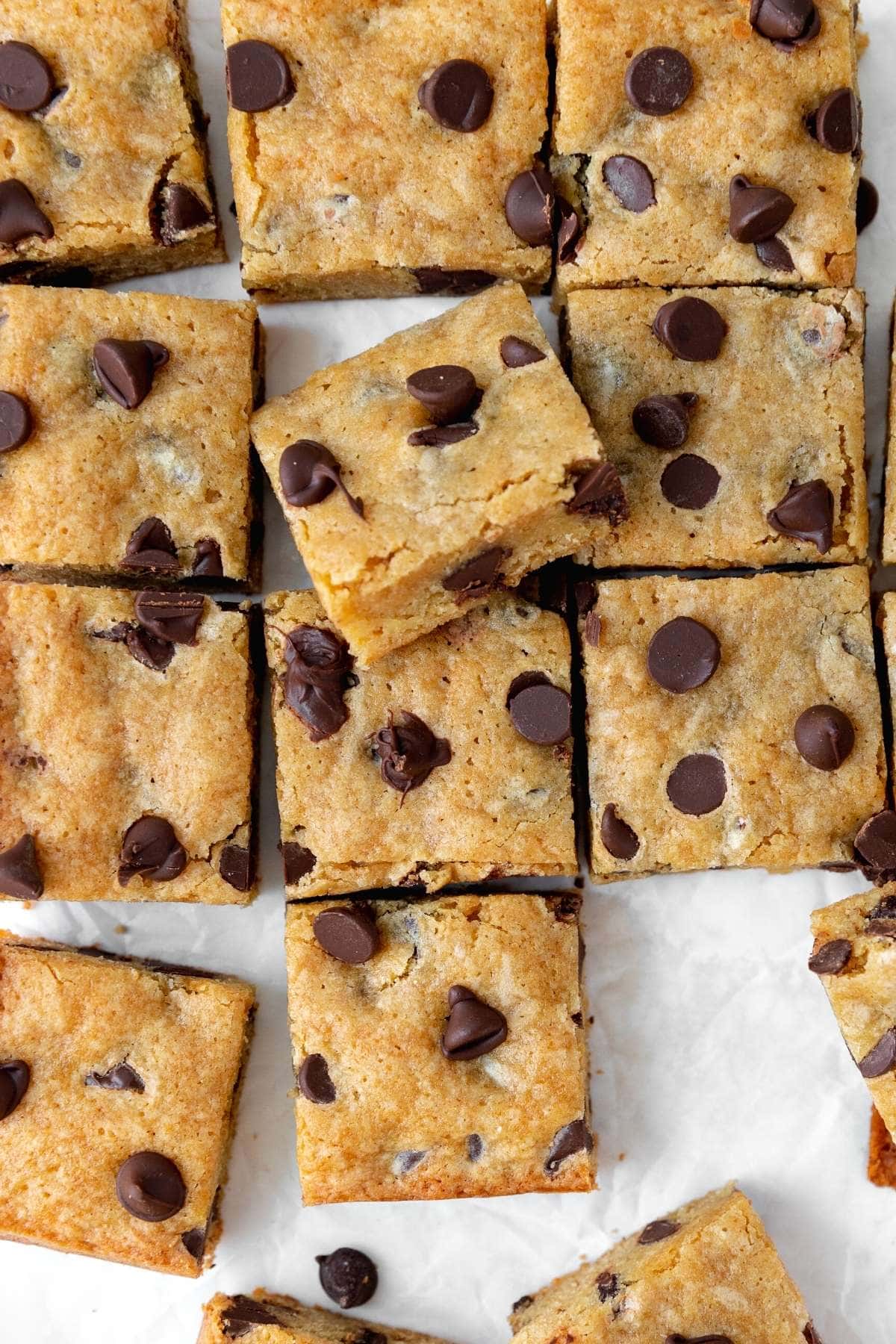 Chocolate Chip Blondies blondies on table