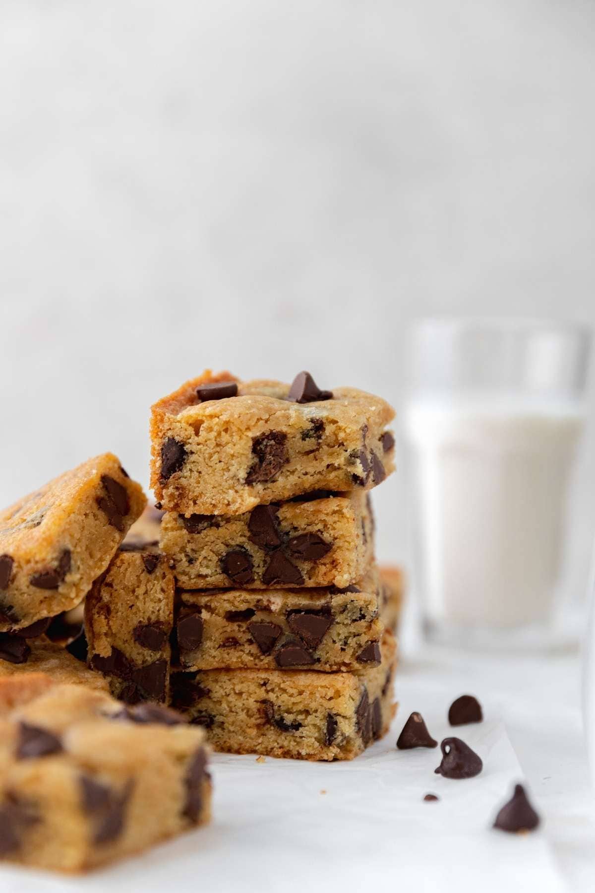 Chocolate Chip Blondies stack of blondies