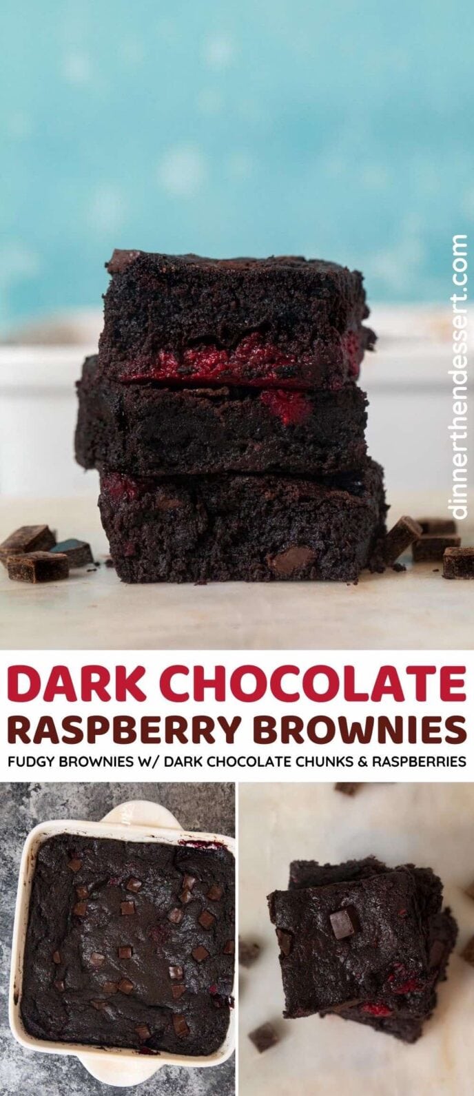 Dark Chocolate Raspberry Brownies collage