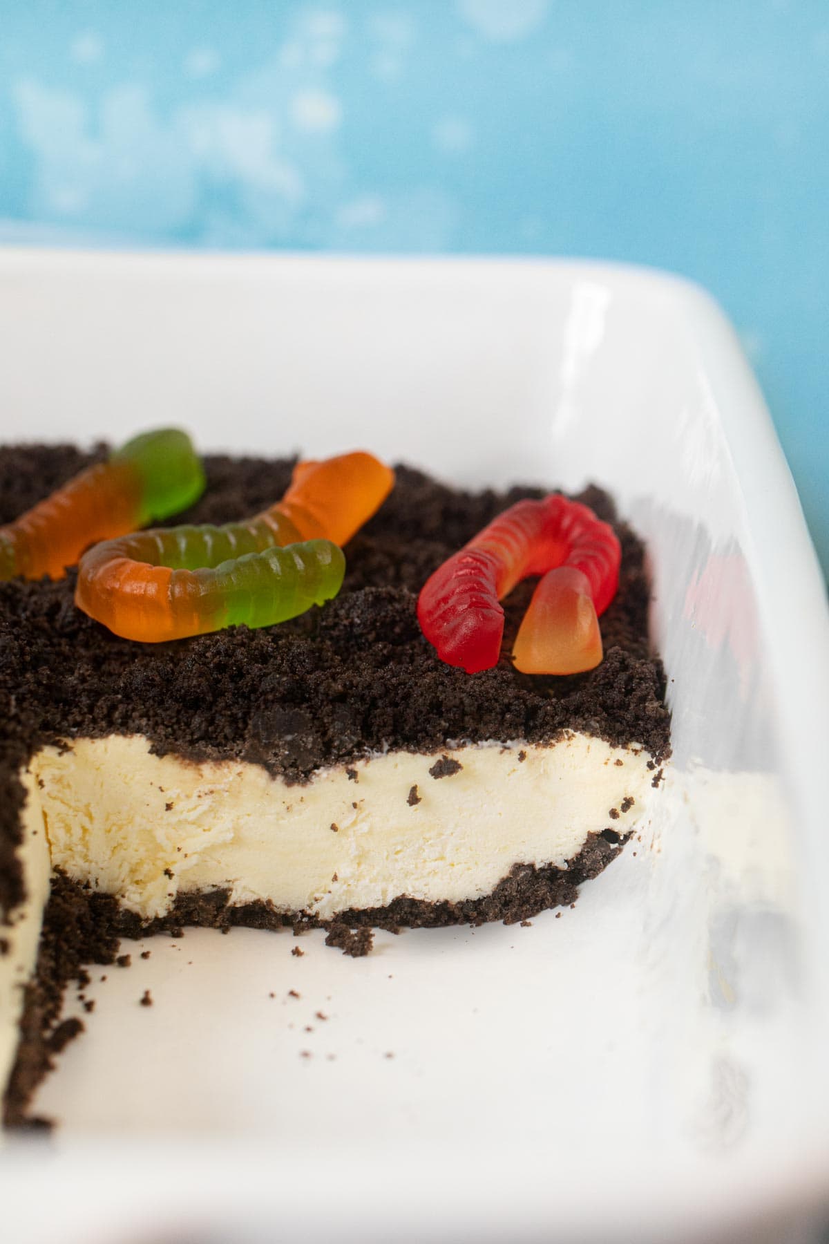 cross-section of Dirt Cake in baking dish