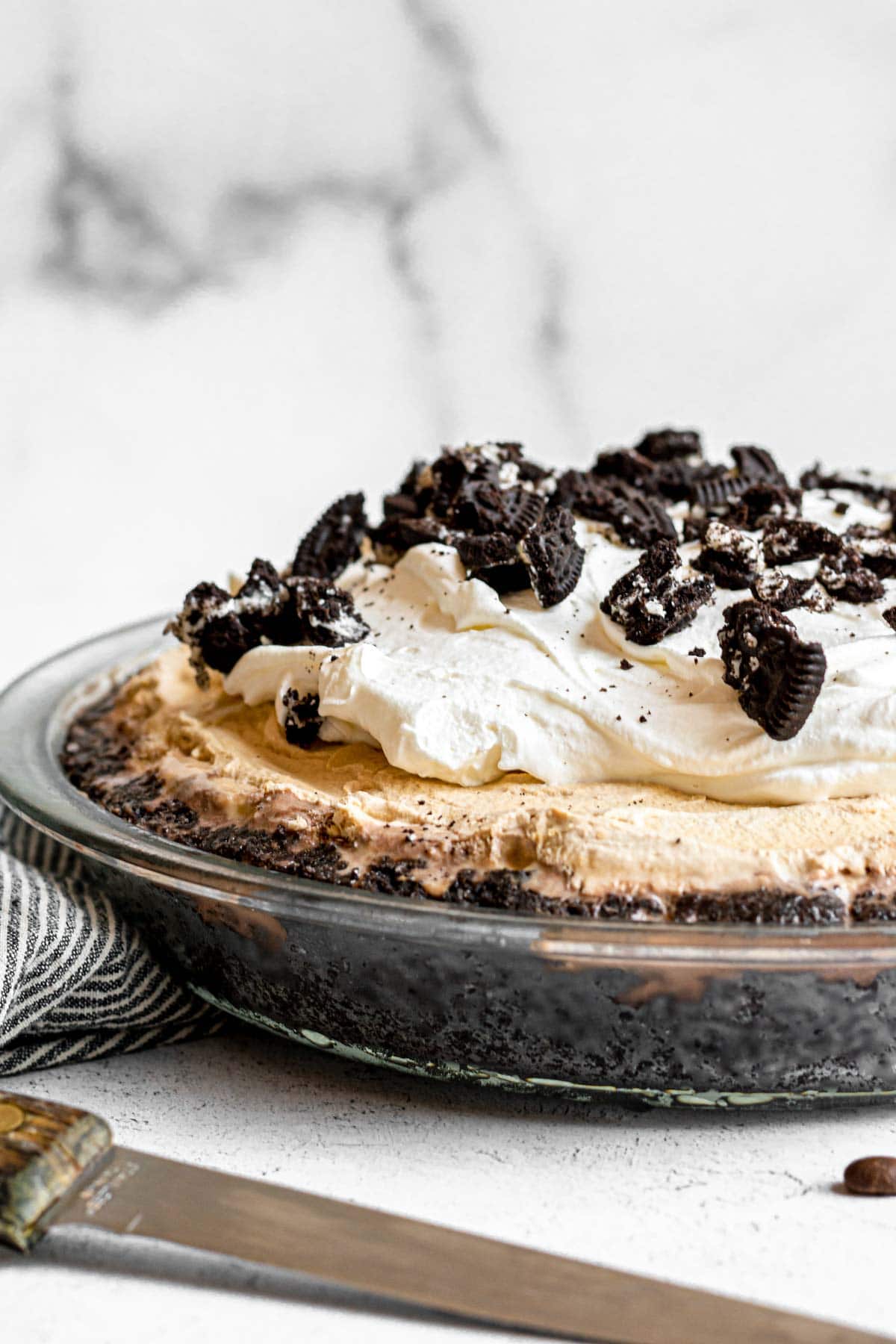 Frozen Mud Pie with crushed Oreo garnish