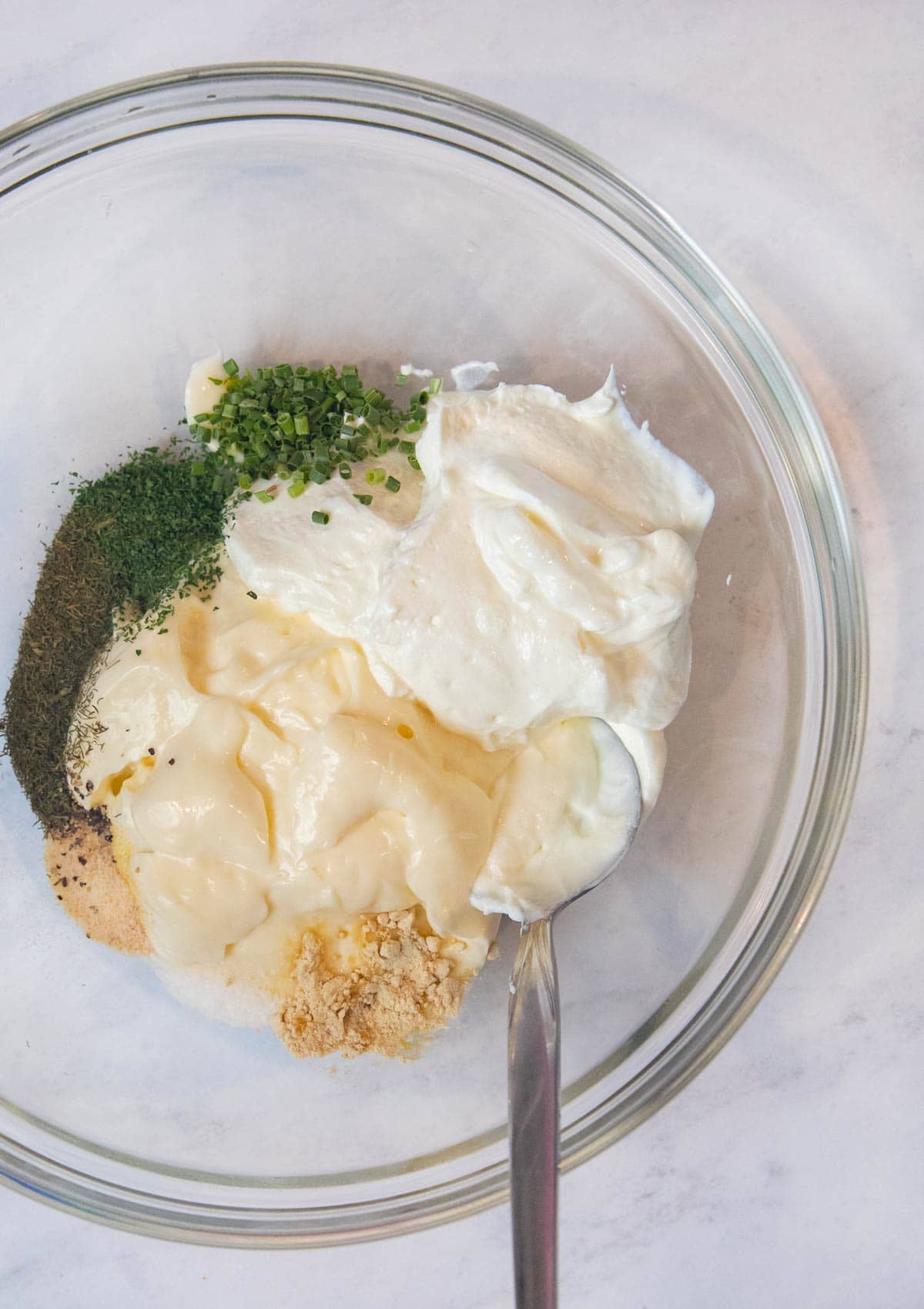 Homemade Ranch Dressing ingredients in bowl