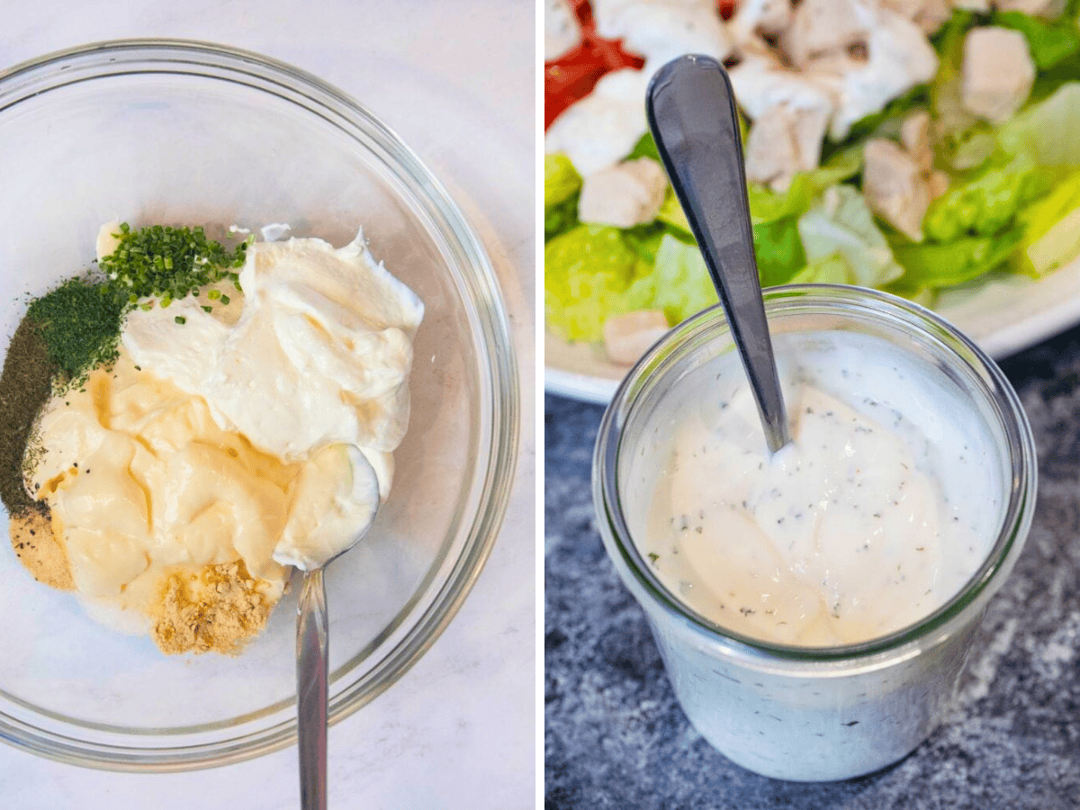 collage of how to make and jar with spoon in it 