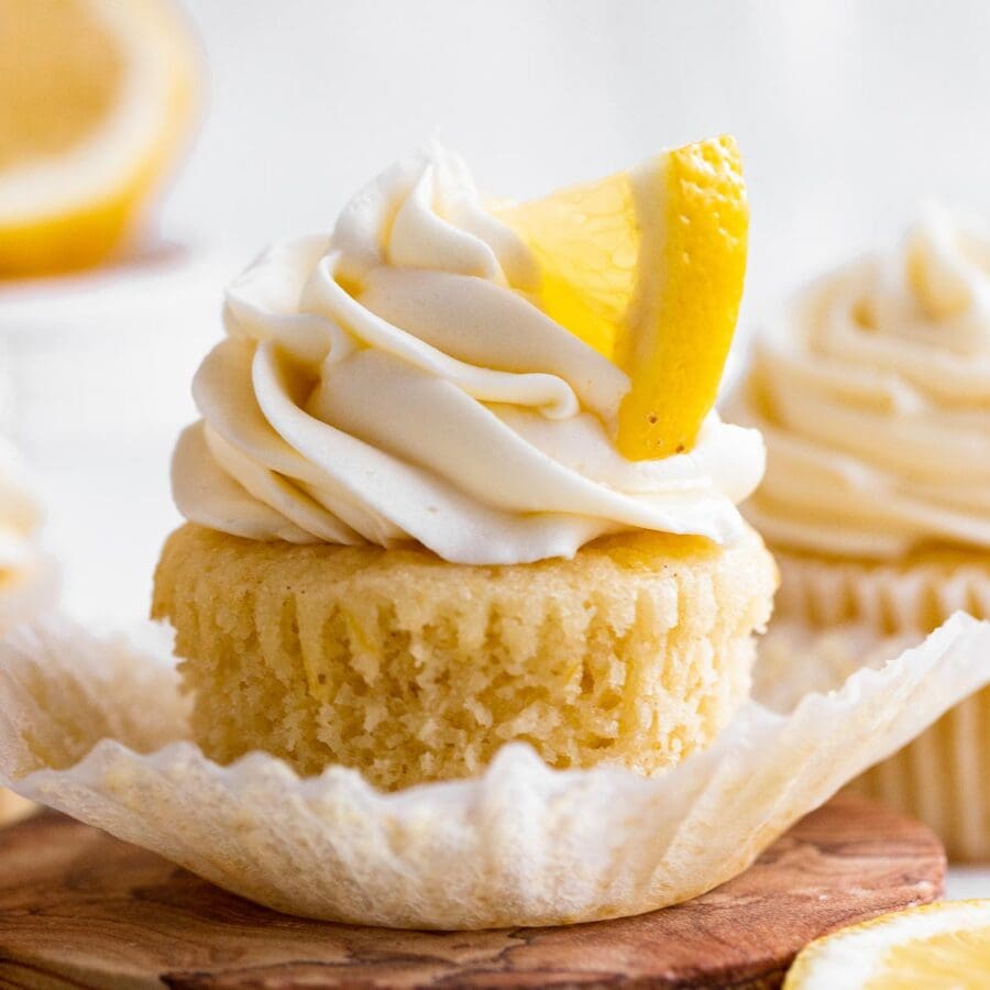 Lemon Cupcakes on cutting board