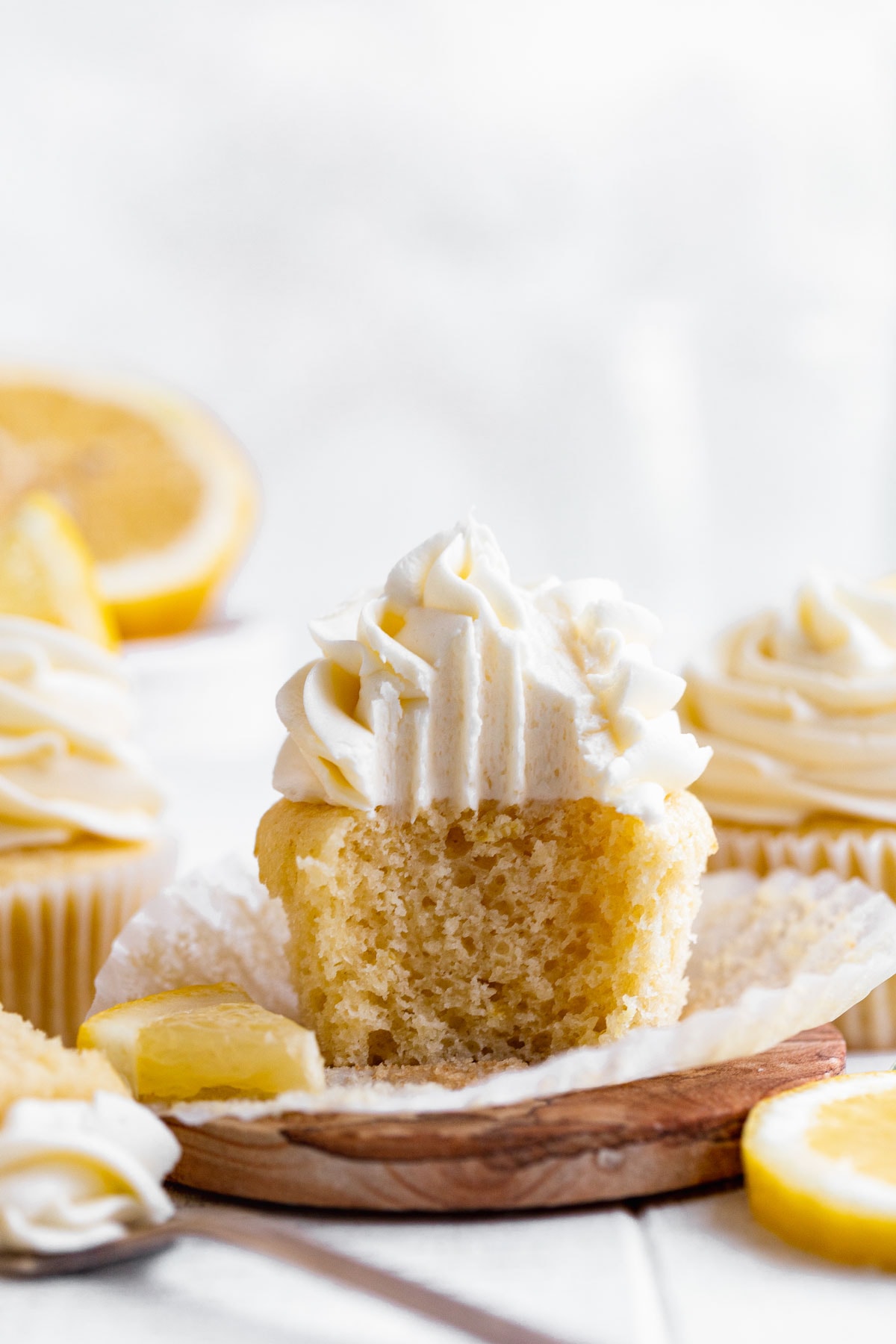 Lemon Cupcakes on cutting board