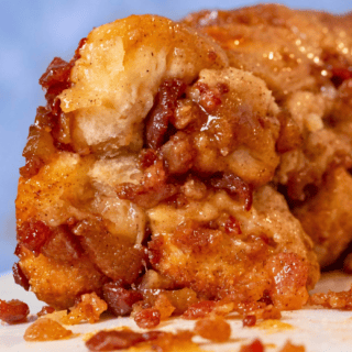 pull apart bread with syrup and bacon