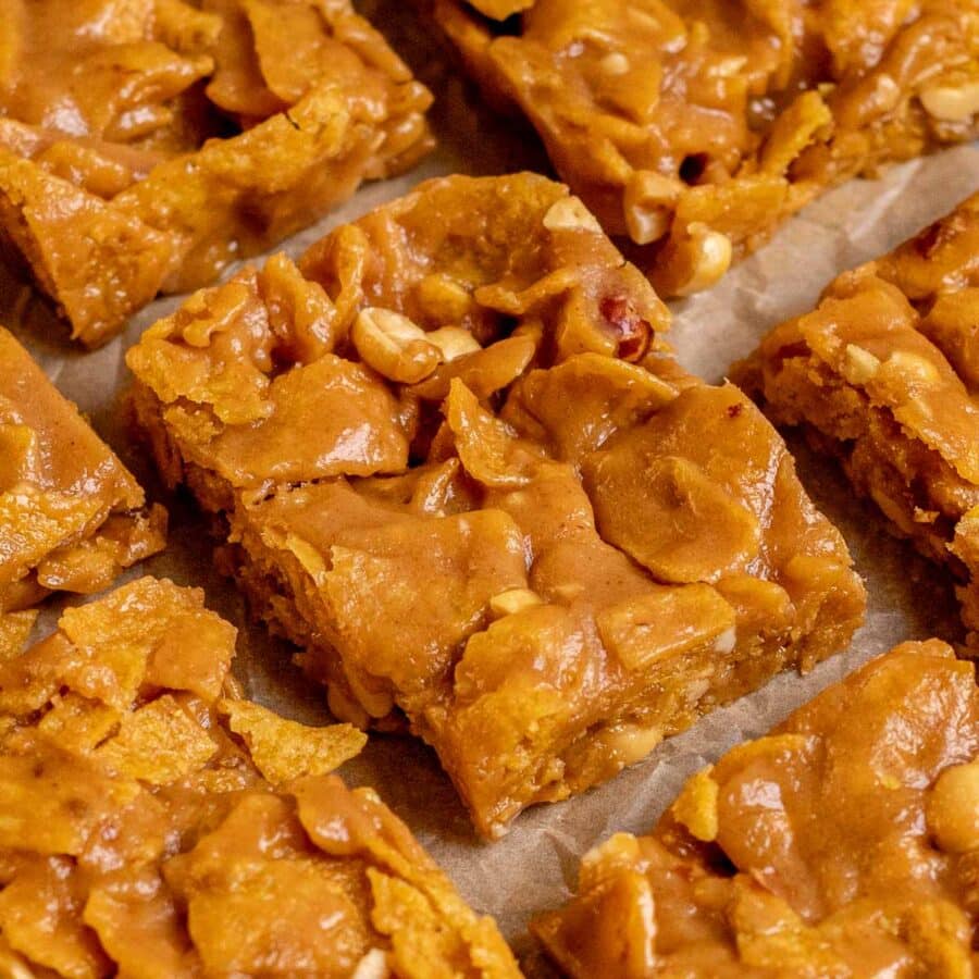 Peanut Fritos Bars on parchment