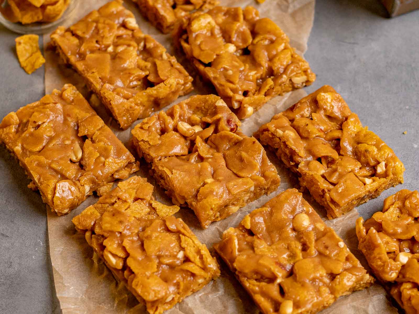 Peanut Fritos Bars on parchment