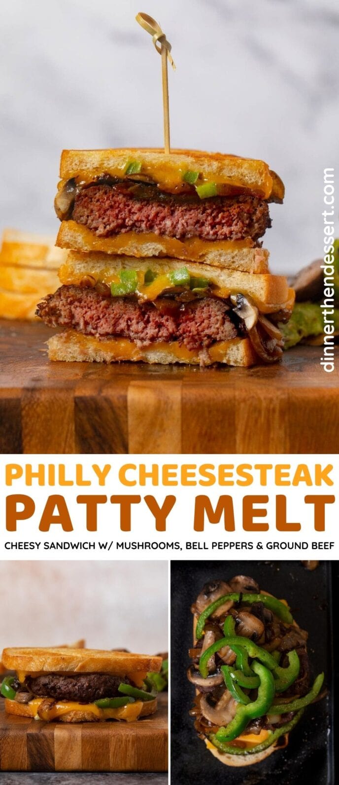 Philly Cheesesteak Patty Melt collage