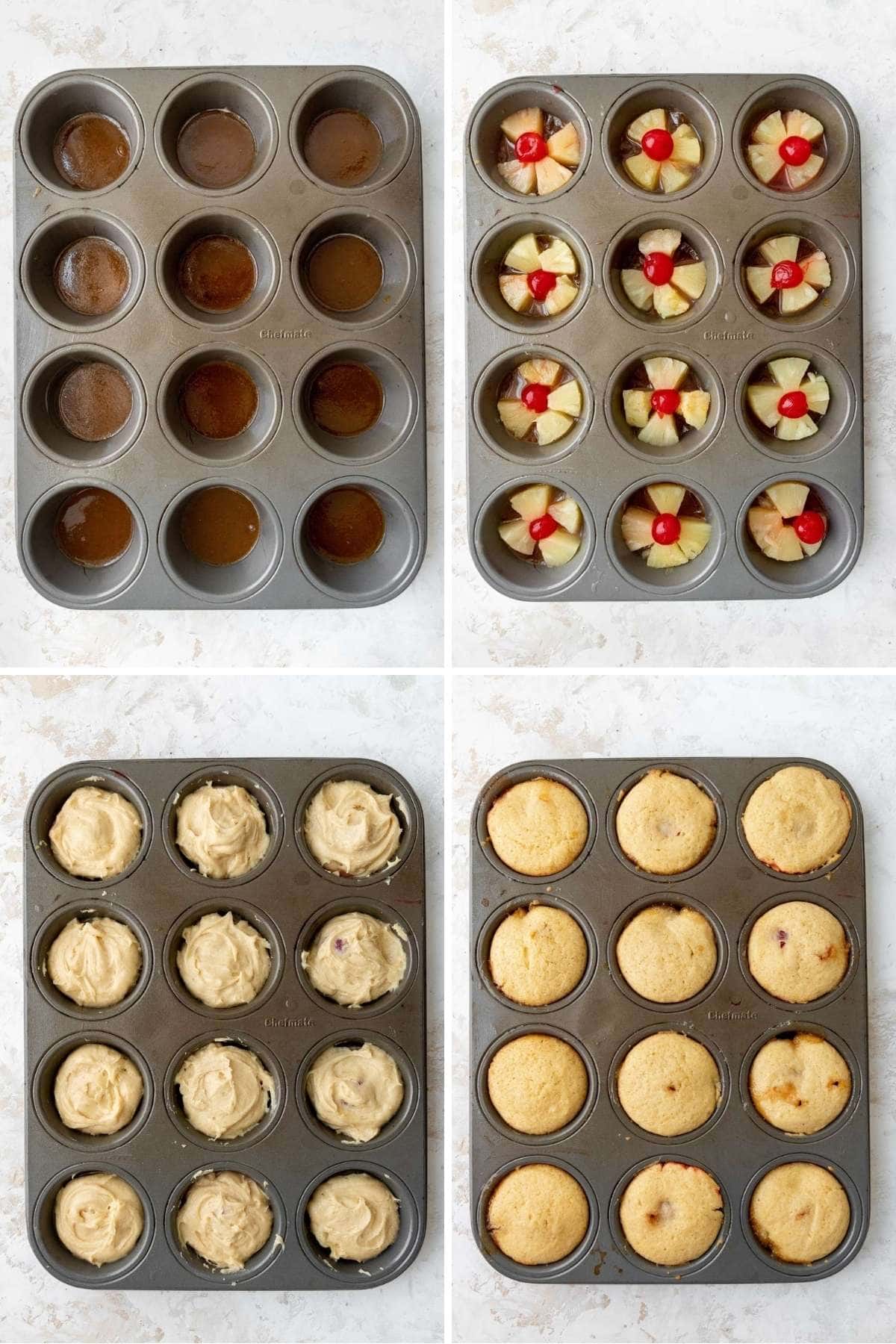 Pineapple Upside Down Cupcakes collage