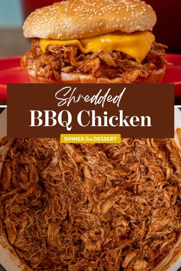 Chicken shredded on a bun with cheese