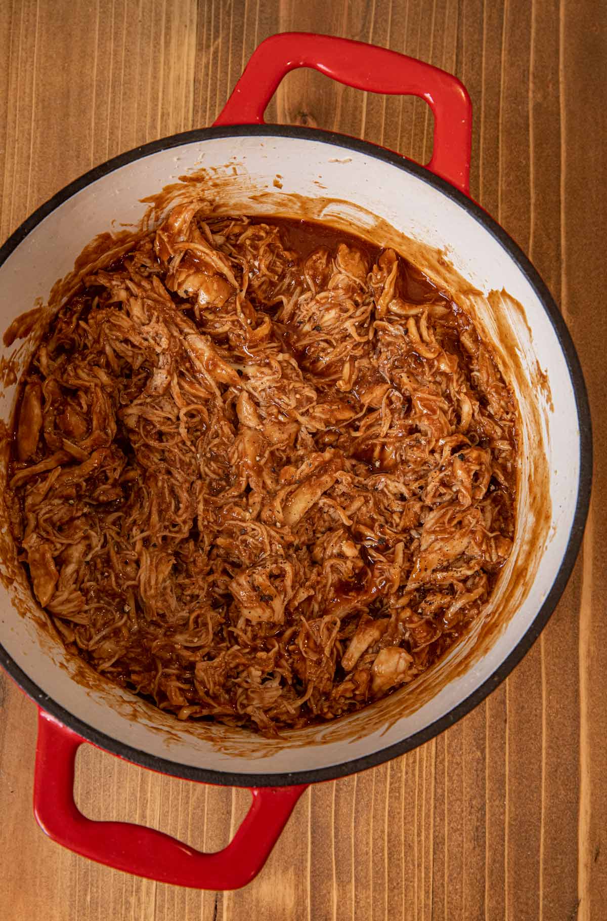 Shredded BBQ Chicken in pot