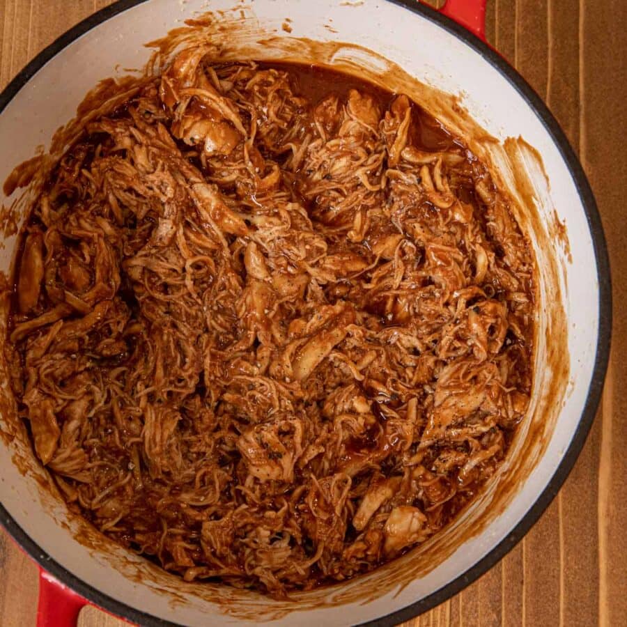 Shredded BBQ Chicken in pot