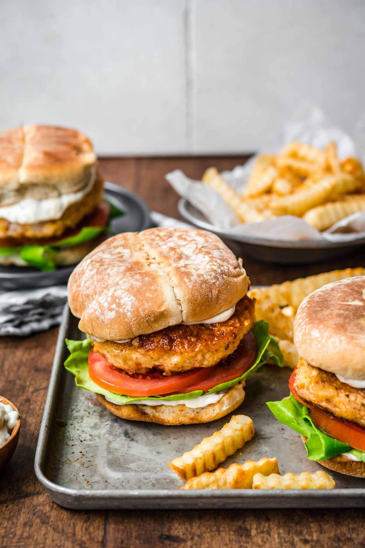 Shrimp Burgers on serving plate