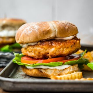 Shrimp Burgers on serving plate 1x1