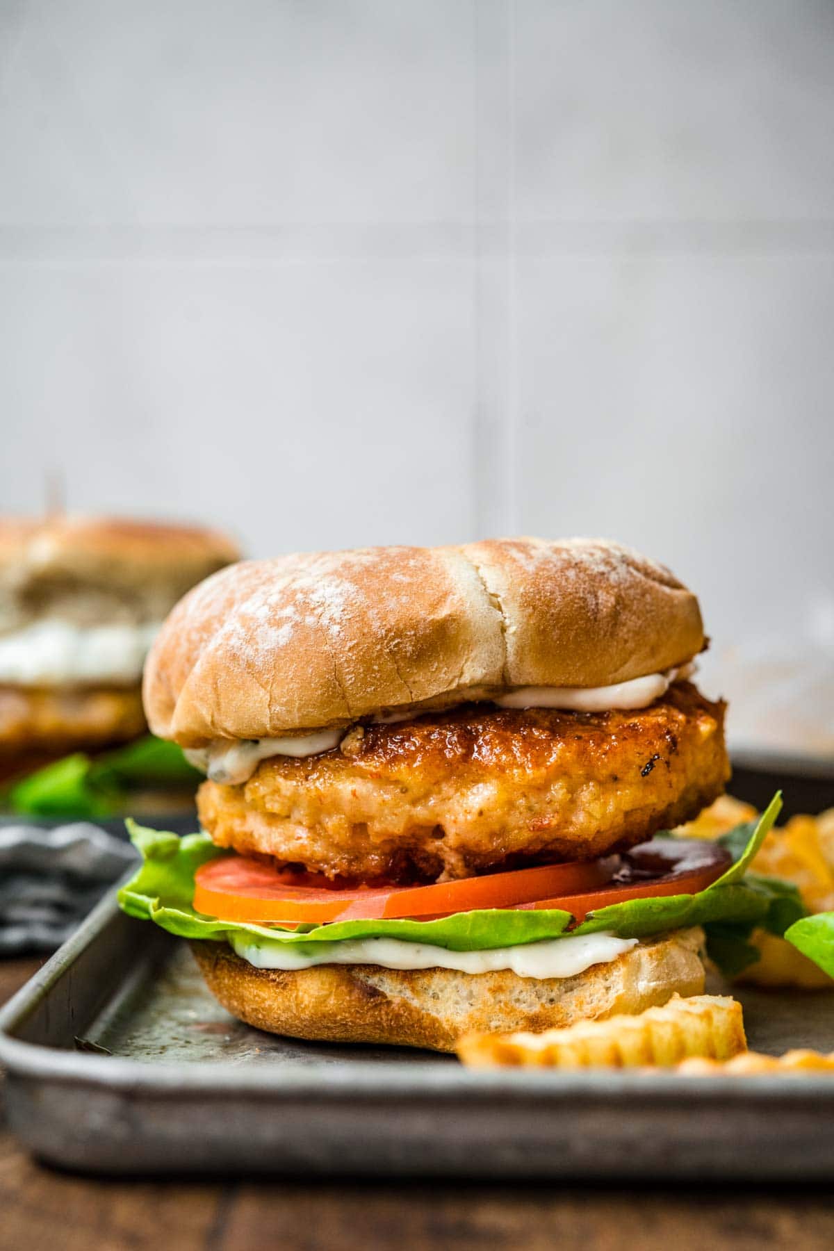 Shrimp Burgers with Herb Mayonnaise and Green Salad - Never Not Hungry