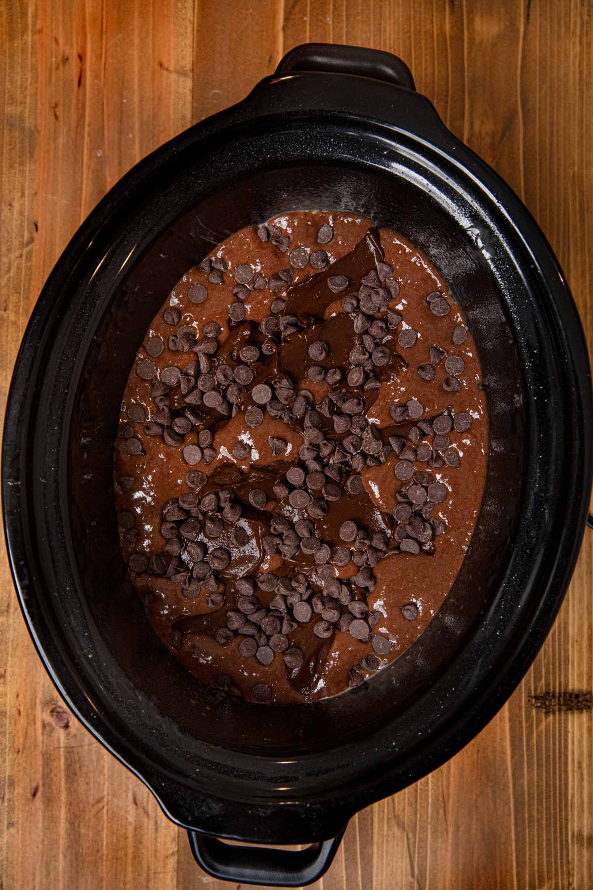 Slow Cooker Lava Cake in slow cooker before cooking