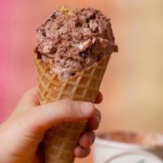 S'mores Ice Cream scoop in cone