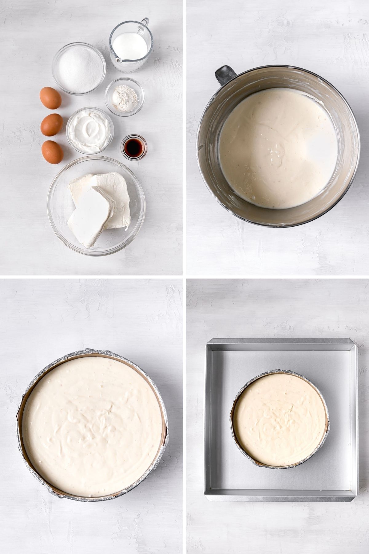 Sour Cream Cheesecake preparation collage
