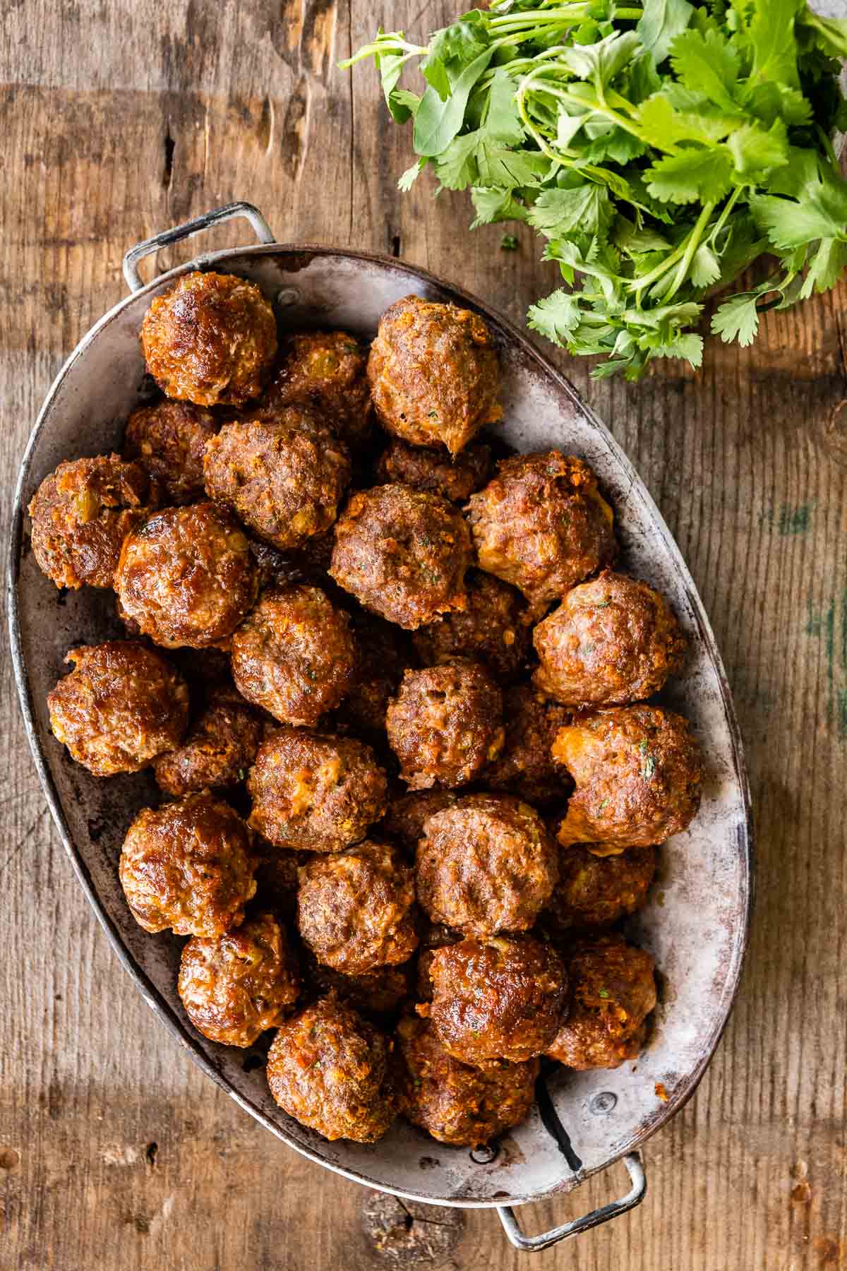 Taco Meatballs on serving platter