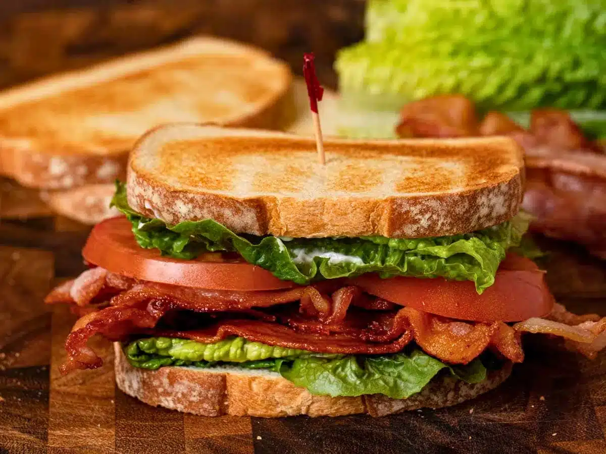 meat and veggies in between two pieces of bread