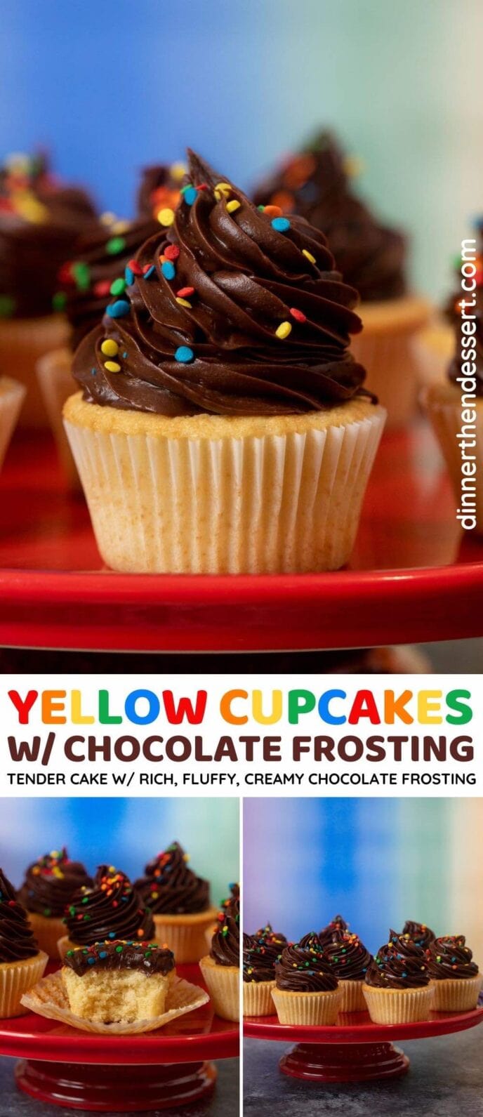 Yellow Cupcakes w/ Chocolate Frosting collage