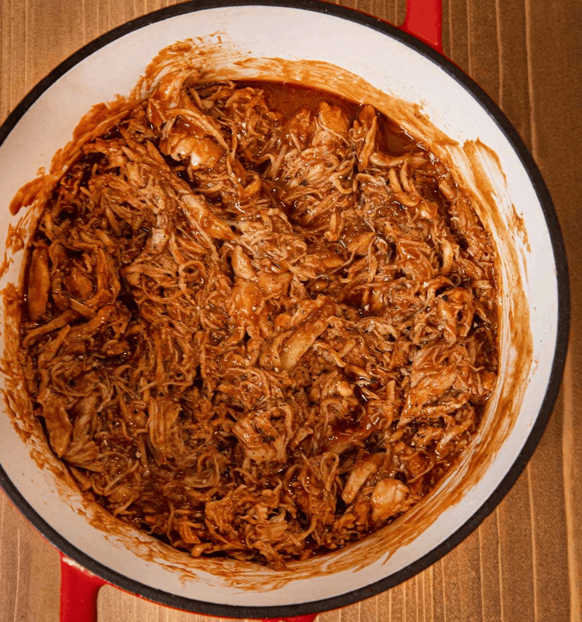 Shredded chicken in sauce