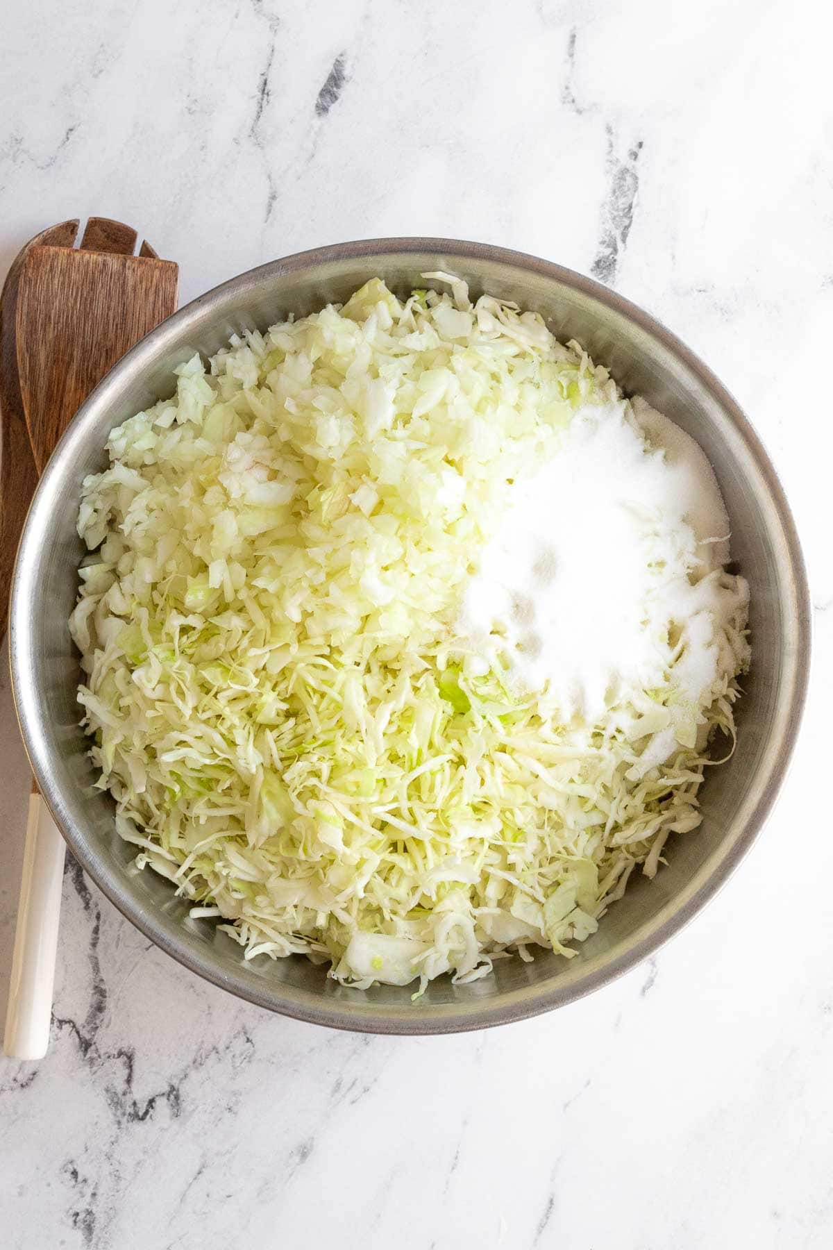 Ingredients for Amish Vinegar Slaw dressing in sauce pan