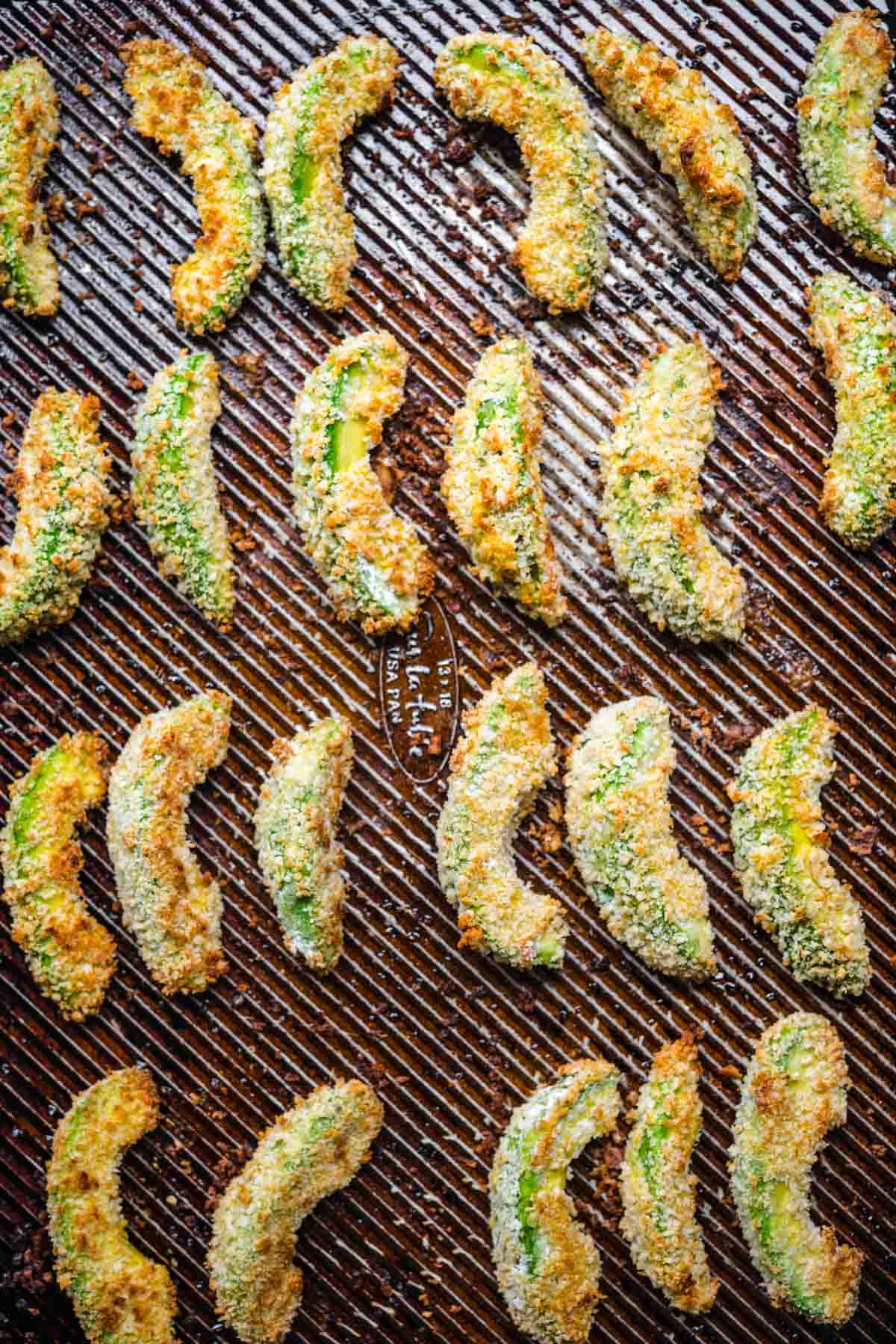 Avocado Fries on baking sheet