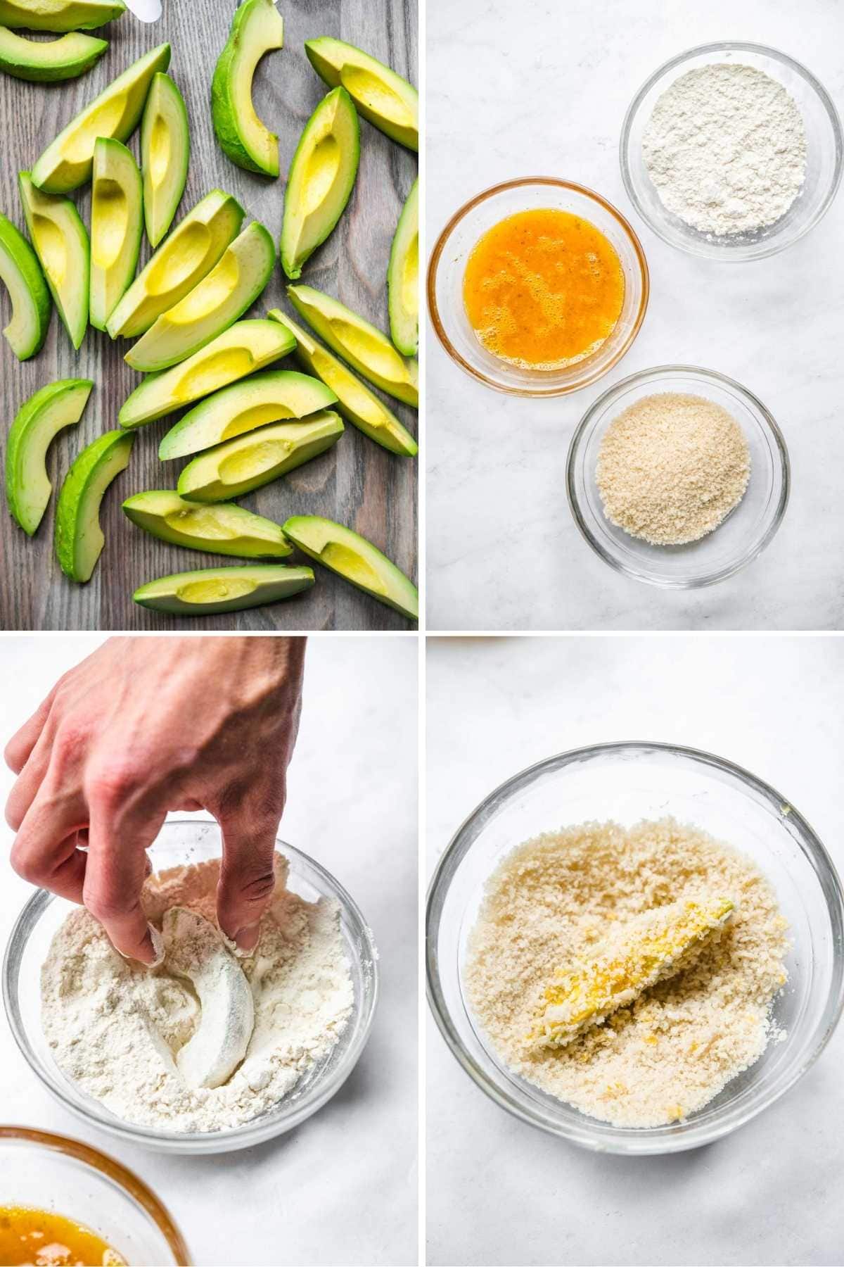 Avocado Fries collage of prep steps