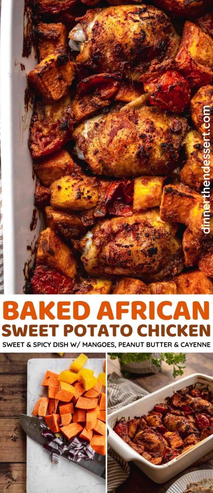 Baked African Sweet Potatoes and Chicken collage