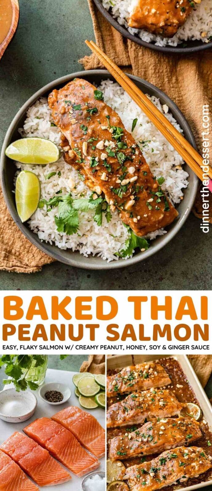 Baked Thai Peanut Salmon collage