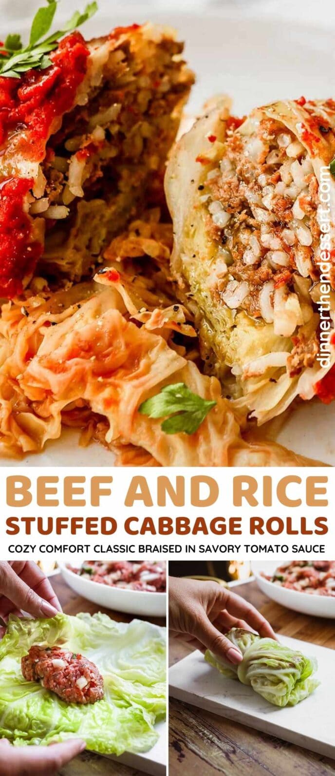 Beef and Rice Stuffed Cabbage Rolls Collage