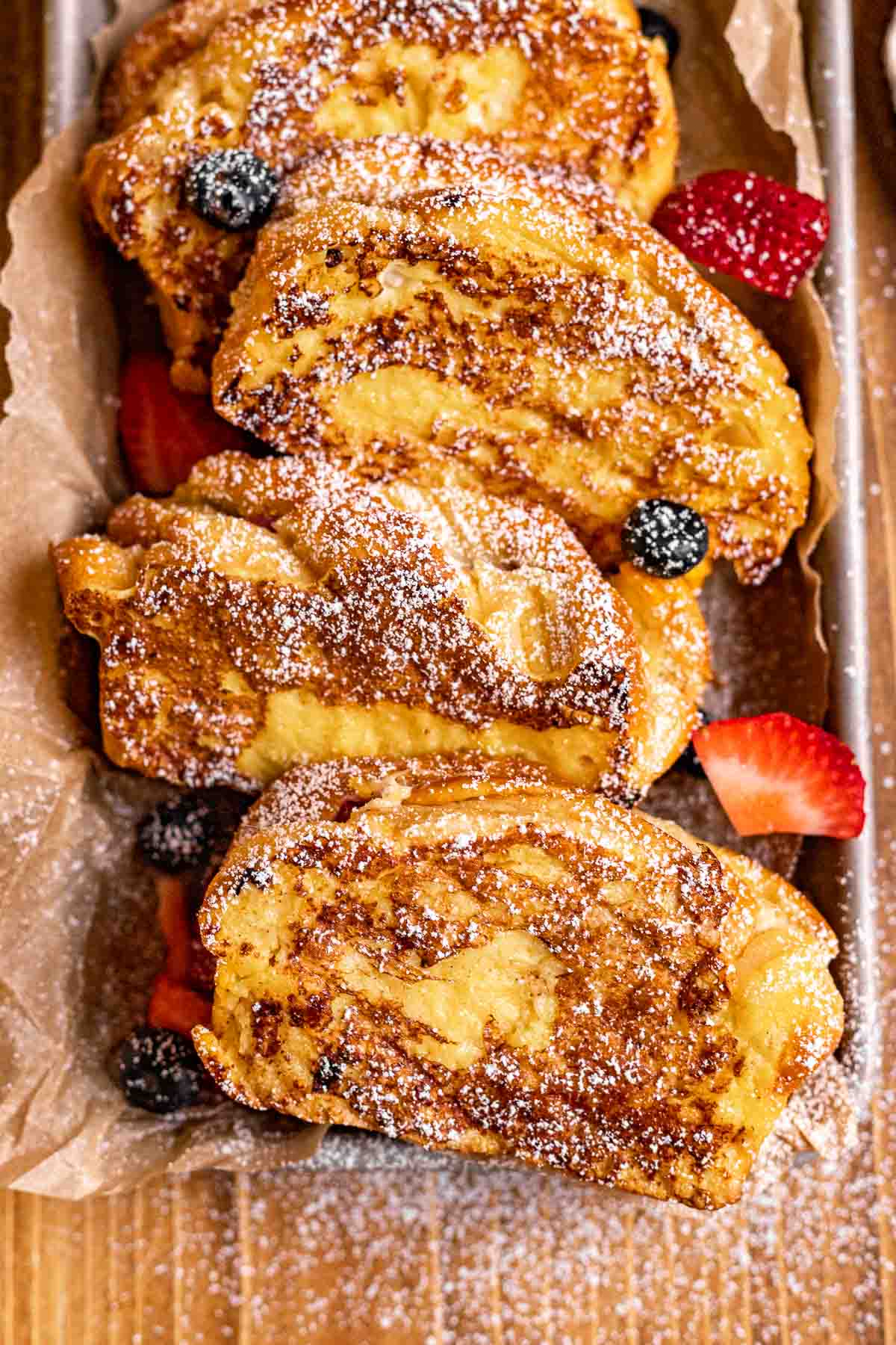 Berry Stuffed French Toast in serving dish