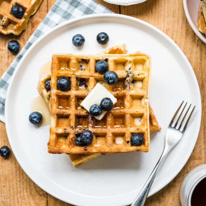 Blueberry Waffles Recipe - Dinner, then Dessert