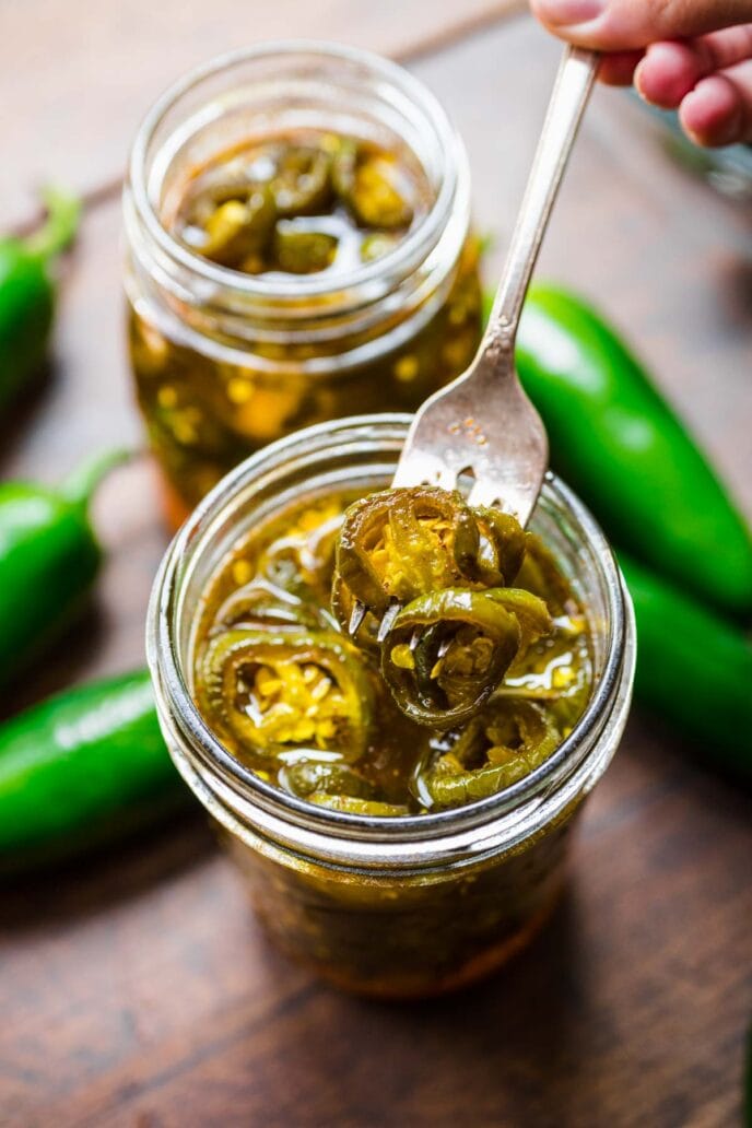 Candied Jalapenos in the jar