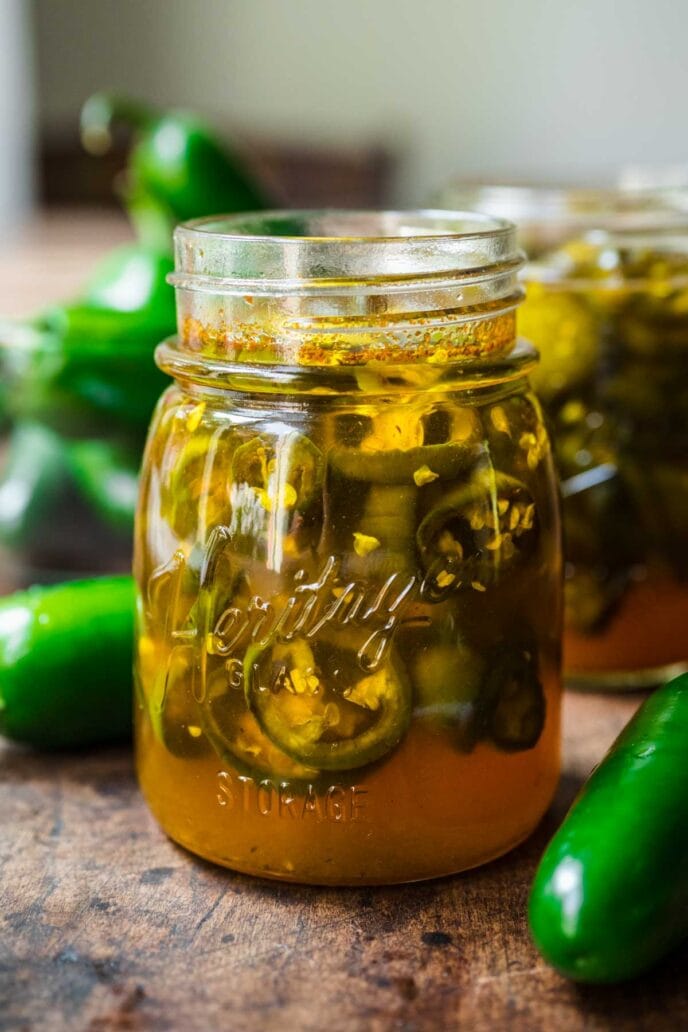 Candied Jalapenos in the jar