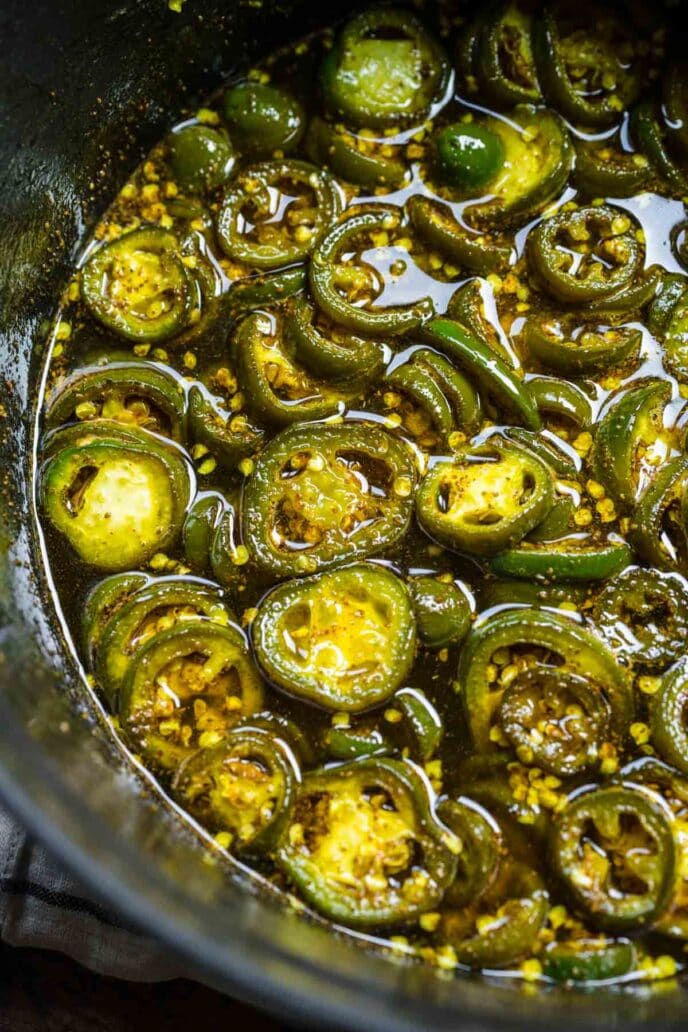 Candied Jalapenos in the pot