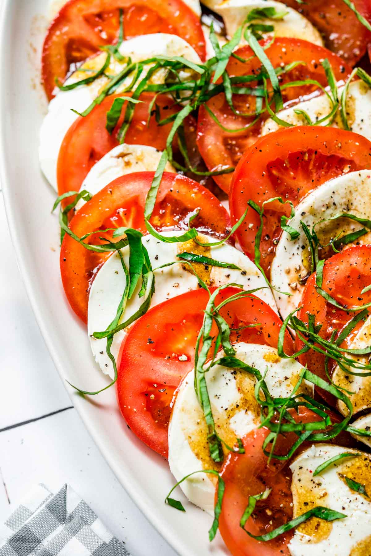 Tomato Mozzarella Salad on serving platter