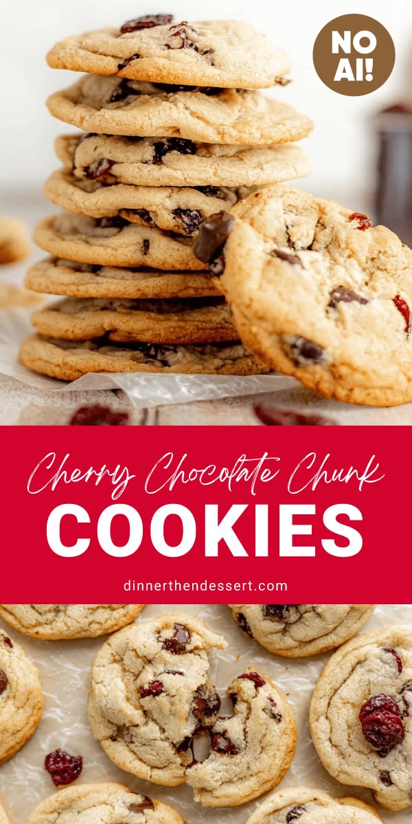 Stack of cookies with cherries and chocolate inside