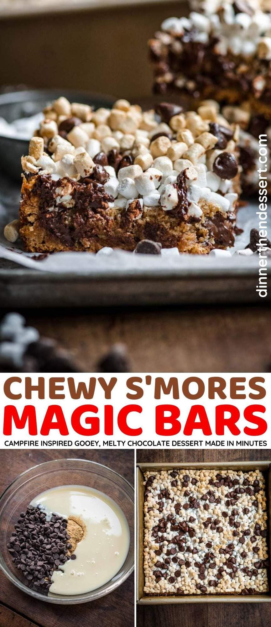 Chewy S'mores Magic Bars collage